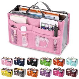 Women Cosmetic Organizer Bag Nylon Travel Insert Organizer Handbag Foldable Large Capacity Insert Bag Liner Makeup Tote 240510