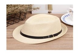 Stingy Brim Hats Fashion Summer Fedora Straw Jazz Hat With Leather Belt Beach Panama Cap Solid Women Caps UV Protection Sun7210912