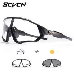 SCVCN Brand Pochromic Sports Cycling Glasses Bicycle Eyewear Mountain Bike Goggles UV400 MTB Road Running Sunglasses 240422