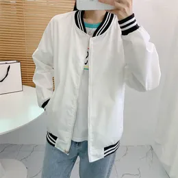 Women's Jackets White Coat 2024 Spring And Autumn Clothes Korean Loose Bomber Jacket Versatile Top Trend