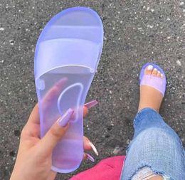 Summer Women Slippers Jelly Shoes Candy Colours Transparent Slides Women039s Fashion Casual Slip On Flat Beach Female Shoes 20206076391