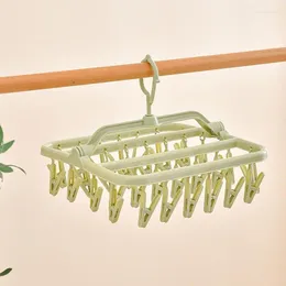 Hangers Folding Clip Hanger Household Clothes Bras And Socks Drying Rack Multifunctional Hanging With 32 Clips