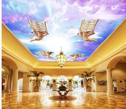 Wallpapers Home Decoration 3d Ceiling Murals Wallpaper European Style Angel Colourful Sky Frescoes