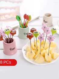 Forks Creative Cartoon Fruit Fork Set Ceramic Stainless Steel Small Sweet Mouth Cute Portable Toothpick Cake