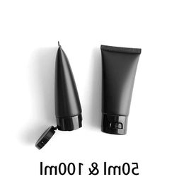 50ml 100ml Matte Black Squeeze Bottle Empty Cosmetic Container Makeup Cream Body Lotion Travel Packaging Plastic Soft Tubes Pkhuo