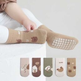 Kids Socks 5 pairs of winter baby socks childrens anti slip cartoon floor socks indoor heating hose accessories 0-5Y d240513