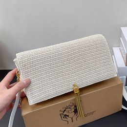 7A quality tassel Designer tote bag for Woman Raffias Shoulder Luxury envelope chain bags man lady straw weave satchel baguette handbags Clutch Crossbody bags