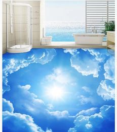 Wallpapers Romantic Blue Sky 3D Stereoscopic Floor PVC Waterproof Self-adhesive