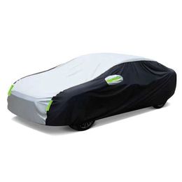 Car Covers Car Exterior Doubor Cover Sunshade Dustproof Protection with Reflective Strips Universal for Hatchback Sedan SUV T240509