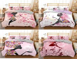 Homesky Pink Fairy Bedding Sets 3D Colourful Flower Printing Duvet Cover For Girl Comforter Bedding Sets King Queen Size Bed Line 29739586