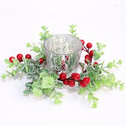 Decorative Flowers Mini Candlestick Wreaths Artificial Simulation Berry Garland Ornaments For Christmas Wedding Party Dinnig Table