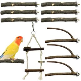 Other Bird Supplies Toy Set Cage Accessories Wooden Tree Branch Standing Stick Swing Parrot