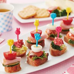 9pcs Fruit Fork Mini Cartoon Kids Cake Food Grade Plastic Toothpick Bento Lunch Accessories Party Decor 240422