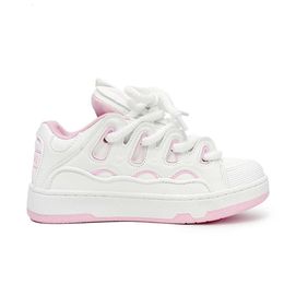 Youth Womens White Pink Casual Shoes Woman Girls Cute Sneakers