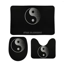 Bath Mats Yin Yang Yoga Meditation 3pcs Bathroom Set Rug Non-slip Mat Coral Velvet Floor Toilet Room Carpet Rugs Yo