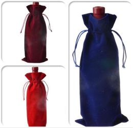 Gift Wrap 100pcslot Velvet Wine Bottle Covers Bags Drawstring Flannel Champagne Wedding Party Packaging Pouch5915599