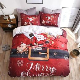 Bedding Sets Set Duvet Cover Santa Claus Pattern Blanket Case Christmas Snow Quilt