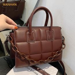 Shoulder Bags Elegant Female Plaid Tote Bag 2024 Fashion High Quality PU Leather Women's Designer Handbag Vintage Messenger