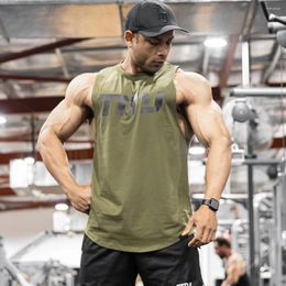 Men's Tank Tops Fitness Clothing Bodybuilding Stringer Top Men Sportwear Shirt Muscle Vests Cotton Singlets Running Vest