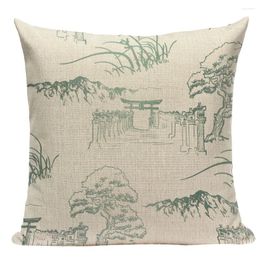 Pillow Chinese Style Landscape Covers Anti-Dirty Floral Decoration Home Furnishings Pillowcase Cojines 45x45 Sofa E2214