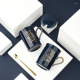 Mugs Nordic Simple Style Ceramic Coffee Mug Home Creative And Practical With Lid Spoon Water Cup Western-style Milk Tea