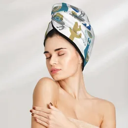 Towel Rapid Dry Llama Or Alpaca And Cactus Microfiber Anti Frizz Hair Quick For Girls Beach Shower Cap