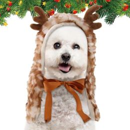 Dog Apparel Christmas Pet Cloak Soft Cute Reindeer Costume For Cats And Dogs Cosplay Dress Up Accessories With Antler Cape