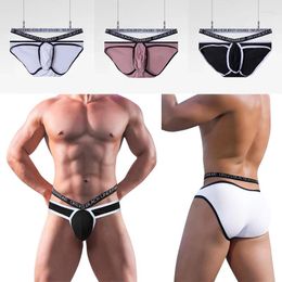 Underpants ORLVS Men's Panties Modal Sporty Comfortable Breathable Large Pouch Sexy V-Shaped Double Belt Briefs Pantex