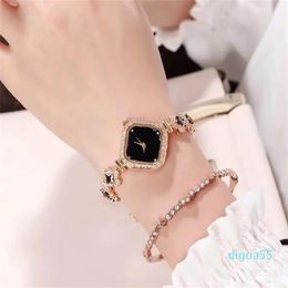 Personality Classic Four Leaf Clover Full Diamond Link Wrist Watches,Bling Watch Sets Adjustable Crystal Bracelet Gift for Women Mothers,Unique Gifts