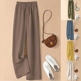 Women's Pants Cotton And Linen Wide Leg For Women Summer High Waisted Thin Loose Straight Casual Trousers Soft Sweatpants