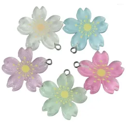 Decorative Flowers Alloy Loops Resin Dangle Multicolor Glittery Translucent Cherry Handmade Crafts Lovers
