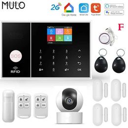 Alarm systems MULO GSM Wifi Alarm Simple Security Alarm System Suitable for Home Business Wireless TUYA Smart Home Application Control Burglar Security Alarm Kit WX