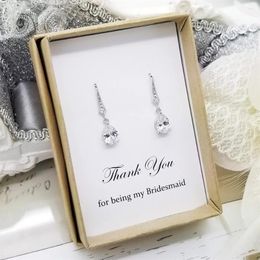 Party Favor Silver Small Teardrop Dangle Earrings With Ear Wire Bridesmaid Gift
