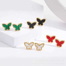 Lover's exclusive vanlycle Valentine's earrings New high small butterfly 18K gold minimalist style for women with common vanly