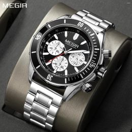 Wristwatches MEGIR Brand Business Watch For Men Luxury Quartz Clock Chronograph Waterproof Luminous Big Dial Military Sport Wrist Watches