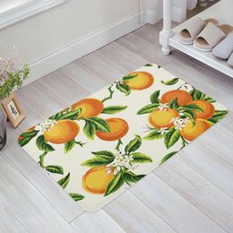 Carpets Fruit Orange Flower Decorative Anti-slip Bath Carpet Bathroom Kitchen Bedroon Floor Mats Indoor Soft Entrance Doormat