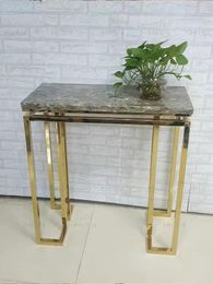 Decorative Plates Sofa Tables Mirror Gold Stainless Steel Base Grey Glass Table Top Living Room Entrance Hallway A Long Narrow