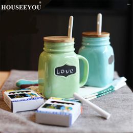 Mugs HOUSEEYOU Lover's Milk Jug Shape With Blackboard Function For Couple Home Office School Tea Water Coffee Teacup