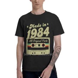 Men's T-Shirts Made In 1984 T Shirt Men Cotton Print T-shirt Fashion Tshirt Birthday Gift Cassette Anniversary T Tops Strtwear Harajuku T240510