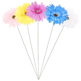 Decorative Flowers 5 Pcs Flower Stake Pathway Patio Ornaments Metal Decoration Garden Inserted Pots Stakes