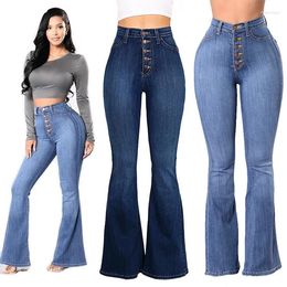 Women's Jeans Flare Faux Pants Women Thin Vintage Denim Ladies High Waist Stretch Pocket Trousers 2024 Wide Leg