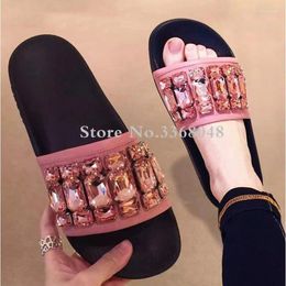 Slippers Est Women Summer Beach Big Crystal Decoration Outside Flats With Shoes Casual Watermelon Red Black Slides