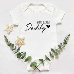 Rompers Happy Birthday Dad Letter Print Baby Tight Clothing Baby Growth Baby Boys Girls 100% Pure Cotton jumpsuitL2405