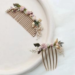 Hair Clips Vintage Gold Colour Comb Pin Flower Leaf Hairpin For Brides Bridesmaids Headpieces Wedding Accessories Bridal Jewellery