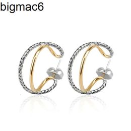 Stud Hoop Earrings 2024 Yuman Classic Lady Studs 34MM Gold-plated Silver Ladys Button Holiday Gift