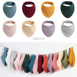 Bibs Burp Cloths 1 baby bib plain cotton new solid Colour snap closure soft triangle Saliva towel Burp fabric Drool bib d240513