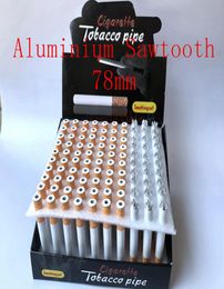 100 Pcslot Metal Aluminium Cigarette Shape Smoking Pipes Sawtooth Aluminium Alloy Pipe One Hitter Bat for Tobacco Herb Tools Acces8570529