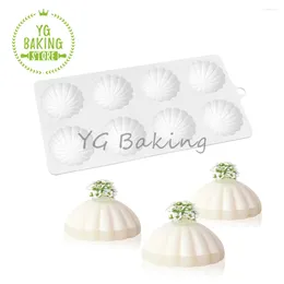 Baking Moulds Dorica 8 Cavity Mini Flower Design Pudding Silicone Mousse Mould DIY Jelly Dessert Chocolate Mould Cake Decorating Tools