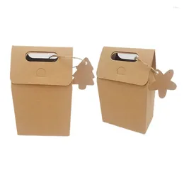 Gift Wrap 24Pcs Large Kraft Paper Christmas Bag Portable Favor Candy Boxes Snowflake Tree Tag Wrapping Packaging Bags XmasParty Decor