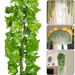 Decorative Flowers 12Pcs Artificial Wall Hanging Leaf Bostonivy Fake Plant Garden Yard Home Decor